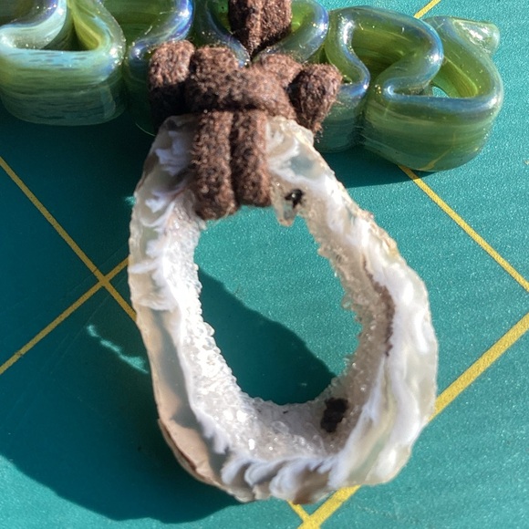 Sukha Creatress Jewelry - New Geode Slice Adjustable Necklace Blown Glass Bead Crystals Gems Handmade Boho